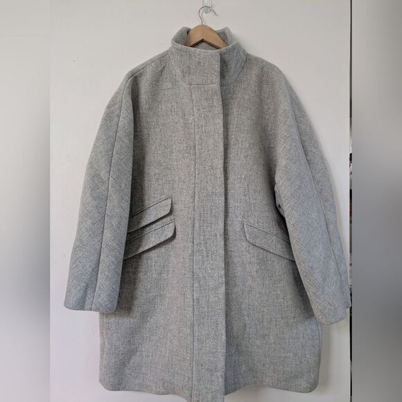 J. Crew Cocoon coat in Italian stadium-cloth wool blend Zip Jacket Grey Size - Picture 4 of 13